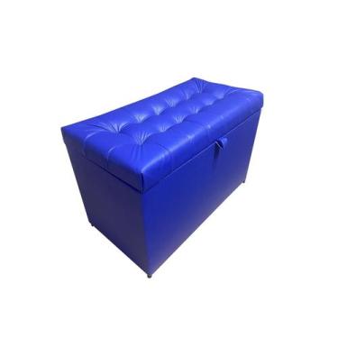 Imagem de Recamier puff baú estofado solteiro - azul royal - material sintético 