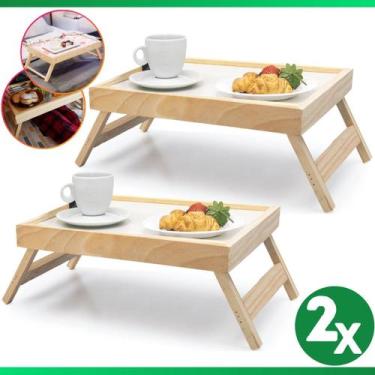 Imagem de Kit 2 Bandeja Mesa De Cafe Com Pezinhos Para Café Da Manhã na Cama e S