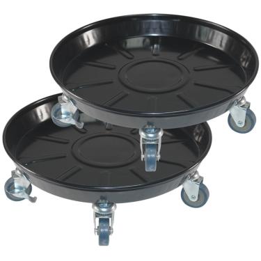 Imagem de Pacote com 2 carrinhos de plantas resistentes de 40,64 cm com rodas, suporte de metal de 145 kg com rodízios, base de rolo de suporte de vaso para vaso de flores para jardim interno e externo, preto