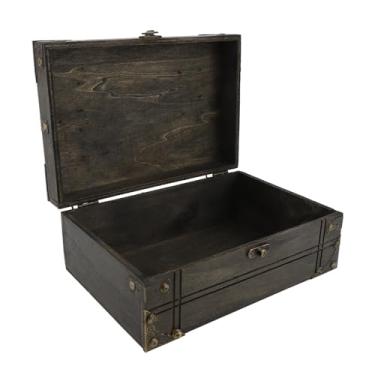 Imagem de Caixa Organizadora retrô Vintage, Recipiente de Armazenamento de baú de Tesouro de Madeira para Artesanato de Joias, Marrom Acinzentado, Versátil e Prático (Sem bloqueio)