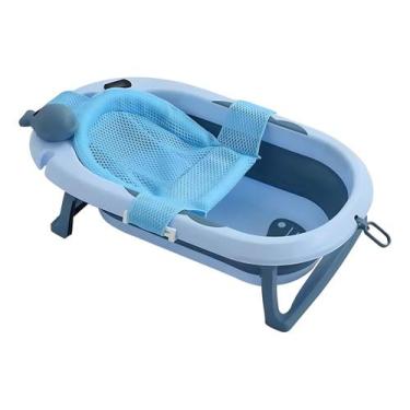Imagem de Kit Banheira Dobrável Com Rede E Termômetro Banho Infantil - Tibaby, A