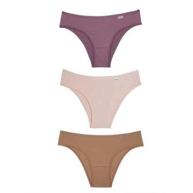 Imagem de Calcinha Feminina Kit 3 Peças Biquini Cotton Sortidas Lisa - Delrio, M