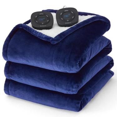 Imagem de Cobertor Elétrico Bedsure Queen Size com Controle Duplo - Azul