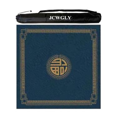 Imagem de Tapete De Mahjong Quadrado Grosso Para Mesas, Tapete De Jogo Antiderrapante E Com Redução De Ruído, Capa De Mesa Multiuso Para Jogos De Tabuleiro E Peças De Pôquer Mah Jong(Navy blue,90 cm/35.43 in)
