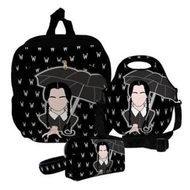 Imagem de Kit Escolar Mochila de Costas + Lancheira + Necessaire Plus – ISOPRENE – Menina Família Monstro-Unissex