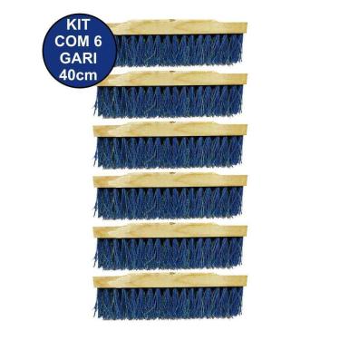 Imagem de Kit Com 6 Vassoura Escovão Gari Nylon Duro 40Cm Sem Cabo