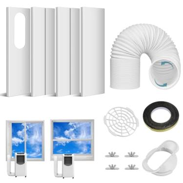 Imagem de Ninonly Kit de ventilação de janela de ar condicionado portátil com mangueira de escape de 15 cm, kit de vedação CA portátil para janela deslizante com 4 placas, acoplador universal para a maioria das