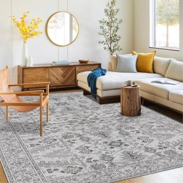 Imagem de Tapete lavável 10 x 15 | Tapete antiderrapante para sala de estar, quartos, sala de jantar | Área de carpete de flanela ultramacia com suporte de borracha (cinza claro, 10 x 15 cm)