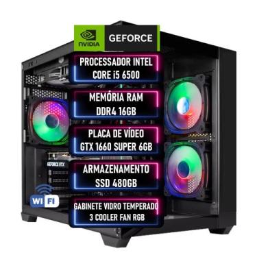 Imagem de PC Gamer Intel Core i5 6Geração RAM DDR4 16GB SSD 480GB GEFORCE GTX 16