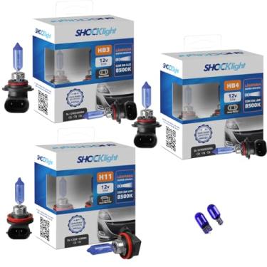 Imagem de RAFCAR - KIT pares de lâmpadas Super Brancas HB4 HB3 H11 8500K Farol Baixo Alto MILHA+ T10