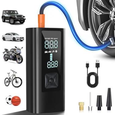 Imagem de BZY Compressor de ar portátil com bomba de ar portátil 5X mais rápida para pneus de carro com bateria potente 180PSI Bomba de ar sem fio com medidor de pressão digital para carros, bicicletas e