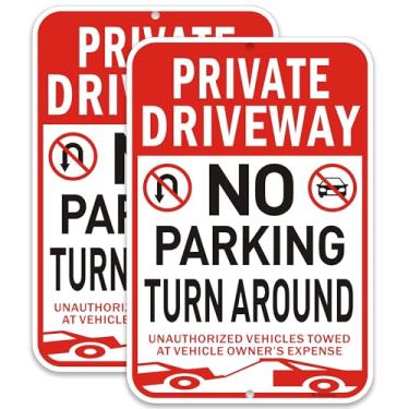 Imagem de Pacote com 2 placas privadas para entrada de automóveis sem estacionamento, 45,7 cm x 30,5 cm, placas de condução privada, sem virar, alumínio refletivo resistente ao desbotamento, impermeável, fácil