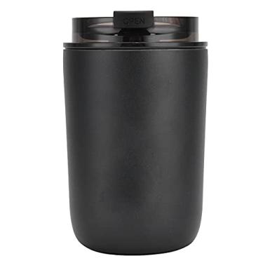 Imagem de Xícara de café MUNEFE de 280 ml, design de porta para beber dupla, frasco a vácuo de aço inoxidável de silicone portátil de grande capacidade para uso doméstico e aniversário (Preto)