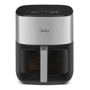 Imagem de Fritadeira Air Fryer Com Visor 6L Smart Chef Pro Midea, Preto e Inox, 