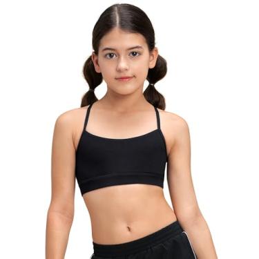 Imagem de Stelle Sutiã esportivo para meninas com alças finas e costas em Y, top cropped de ioga para adolescentes e crianças, Preto, 12-13 Anos
