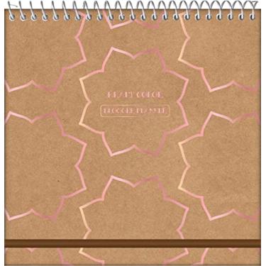 Imagem de Planner Blogger Quadrado 108 Fls Kraft Color Rosa Contorno Flor Jandaia