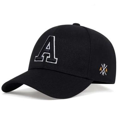 Imagem de Bonés de beisebol unissex simples letra A bordado, chapéu casual ajust