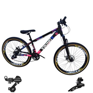 Imagem de Bicicleta 26 VikingX T25 24v Cambio Dianteiro e Traseiro Shimano Pneu Aro 26 Balão Faixa Amarela-Unissex