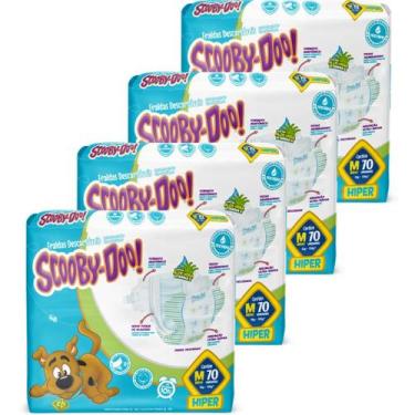 Imagem de KIT 4 Fralda Scooby Doo Hiper Tamanho M Com 70 Unidades