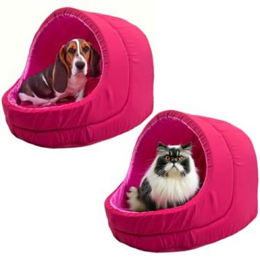 Imagem de Kit 2x Camas Pet Iglu Raça para Grande Cachorro e Gato com Almofada (Rosa)