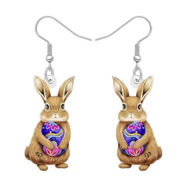 Imagem de DALANE Brincos de coelho de coelho divertidos de acrílico com pingente de lebre de coelho fofo joias hipoalergênicas para mulheres amantes de animais, pingentes festivos de decoração de festas de fim