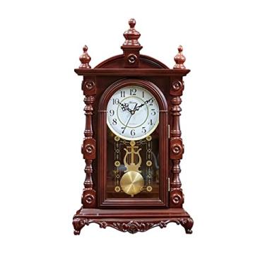 Imagem de Relógio de Mesa Relógio de lareira de madeira vintage para casa ornamentos de relógio vintage europeu silencioso relógio decorativo Relógio de Mesa