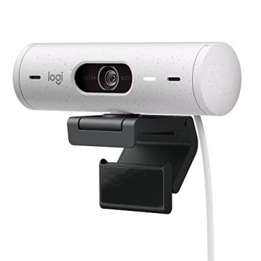 Imagem de Webcam Full HD Logitech Brio 500 com Microfones Duplos com Redução de Ruídos, Proteção de Privacidade, Correção de Luz e Enquadramento Automático - Branco