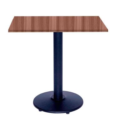 Imagem de Mesa Bistrô Ferro Preto 111,50 cm (Alt) Disco Redondo Tampo MDP Quadrado 80 cm (Larg) x 2,50 cm (Alt) Walnut