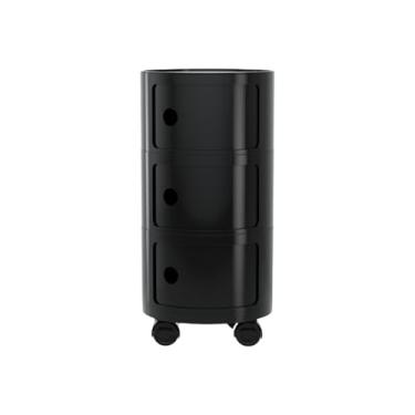 Imagem de Mesa de cabeceira redonda com armazenamento, mesa lateral de estilo moderno, armário pequeno com 3 gavetas para sala de estar, quarto, banheiro (preto)