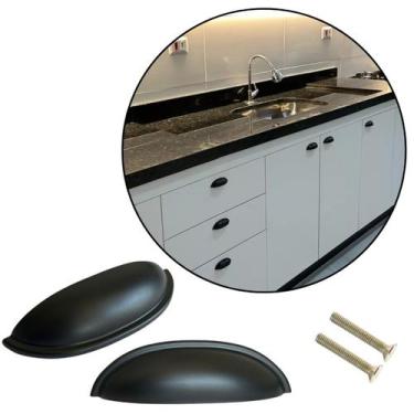 Imagem de Kit 2 Puxador Concha p/Armário Porta Gaveta Armário 6,4mm - Compras Fá