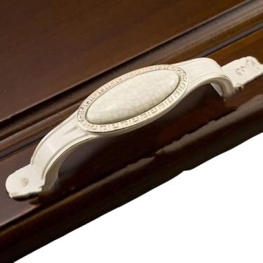 Imagem de Puxadores de porta de guarda-roupa vintage antigos, liga de zinco, cerâmica, puxadores de gaveta, estilo, puxadores de móveis, ferragens, rachadura branca, 96 mm