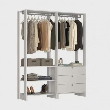 Imagem de Closet Modulado 2 Peças com 2 Cabideiros 3 Gavetas e 4 Nichos Yes