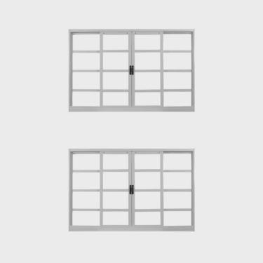 Imagem de Kit com 2 Janelas de Aço de Correr 100x150cm 4 Folhas Minas Sul mgm Branco
