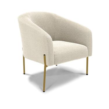 Imagem de Cadeira Sala De Jantar Pé De Ferro Dourado Stella Bouclê D03 - D'rossi Cor Bege