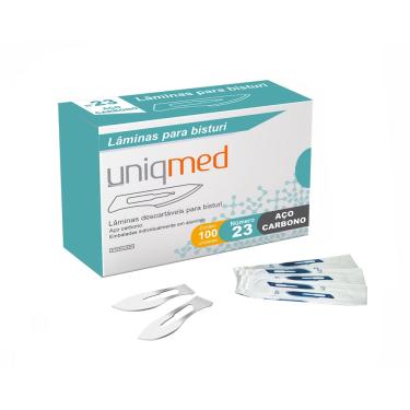 Imagem de Lâminas para bisturi aço carbono N23 uniqmed