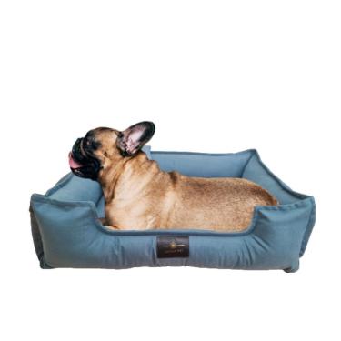 Imagem de Cama Caminha Veludo 2Peças Para Cachorro Tamanho G70X60 Azul