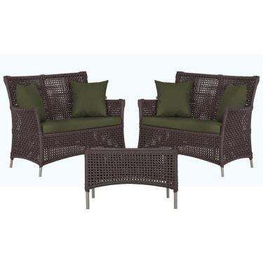 Imagem de 2 Sofás E Mesa Igapó Alumínio Fendi Corda Náutica E13 Trama Marrom