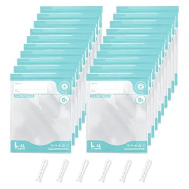 Imagem de Sacos Sous Vide reutilizáveis, bolsa a vácuo 20 peças (26 x 34 cm) vem com 6 deslizadores de vedação, material PA e PE, zíper duplo, bolsa de frescor de longa duração para cozinhar, armazenar