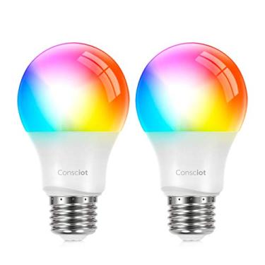 Imagem de Consciot LS0100167 Smart WiFi, lâmpadas LED RGBW reguláveis que mudam de cor A19 E26, 2700-6500K, sem hub necessário, compatível com Alexa e Google Home, 9W (equivalente a 60W), pacote com 2
