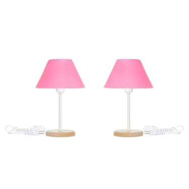 Imagem de kit 2 Abajures Luminária de Mesa com Cúpula 17cmx27cm(ROSA)