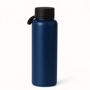 Imagem de Garrafa Térmica de Água 1200 ml - Aço Inox com Isolamento a Vácuo | Mantém Bebidas Quentes e Geladas por 12h | Com Escova para Limpeza (Azul)