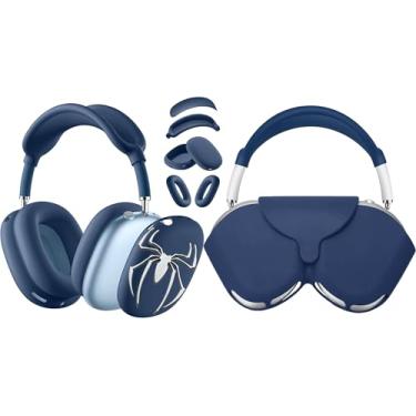 Imagem de Capa de silicone para fones de ouvido AirPods Max, capa para fones de ouvido de TPU (poliuretano termoplástico) transparente (2024/2020) (conjuntos de silicone azul)