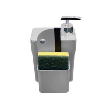 Imagem de Kit dispenser organizador de pia 3 em 1 cinza Micromax