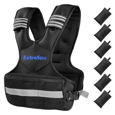 Imagem de Colete com peso ajustável para mulheres, colete de peso de 1,8 a 4,5 kg com 6 pesos de ferro, conjunto de exercícios com faixa refletiva para treinamento de força e treino