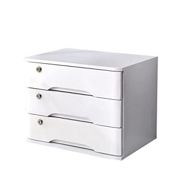 Imagem de Arquivo de mesa - caixa de armazenamento de madeira para secretária com gavetas com fechadura, caixa de armazenamento, organizador de arquivos de receção / A4 para material de escritório, archi