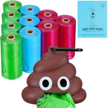 Imagem de Letalong Saco de cocô de cachorro com suporte, 150 unidades de sacos de lixo perfumados biodegradáveis para cães com 1 dispensador, sacos de cocô de estimação para cães