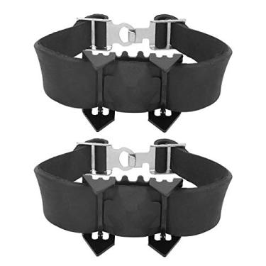 Imagem de Anti Slip Shoe Spikes Crampo de gelo gelo Cleats de tração de calçados esticados para caminhar em gelo de neve e gramado para idosos e crianças Borracha Manganês Aço Um Tamanho Um