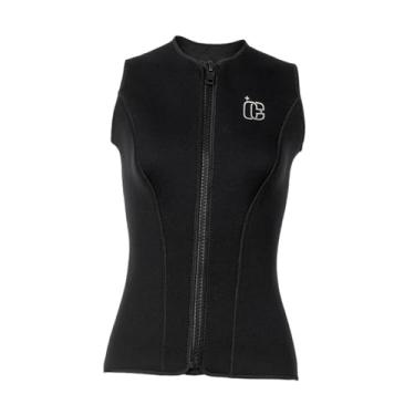 Imagem de Dynwave Mulheres coletes de roupa de mergulho surfando tops de maiô rápido seco de terno molhado de terno molhado com zíper para snorkelling, Xl