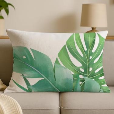 Imagem de Escape to The Tropics with Our Lush Green Leaves Pillow Covers | Impressões HD vívidas, tecido estruturado semelhante a linho, para uma transformação de casa deslumbrante (30,5 x 50,8 cm, RDZW-H)