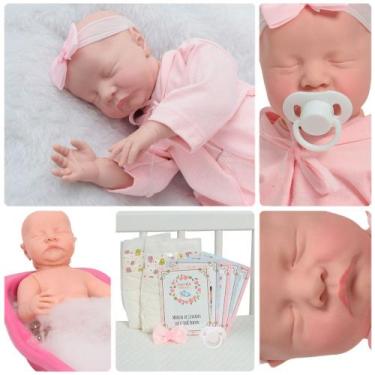 Imagem de Boneca Reborn Bebê Realista Carequinha 100% Silicone Linda - Cegonha R